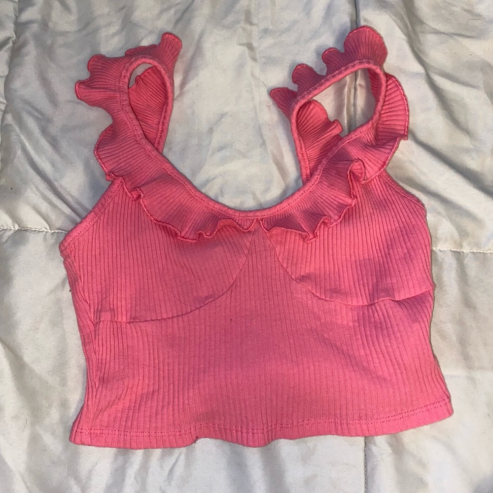 RIBBED HOT PINK CROP TANK TOP